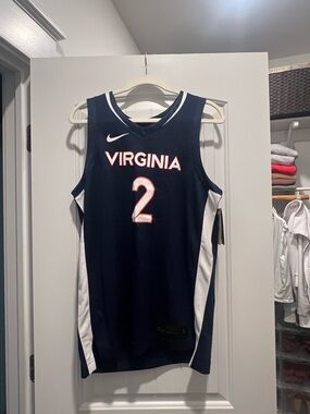 Nike University of Virginia #2 Chance Mallory Navy and White Basketball Jersey